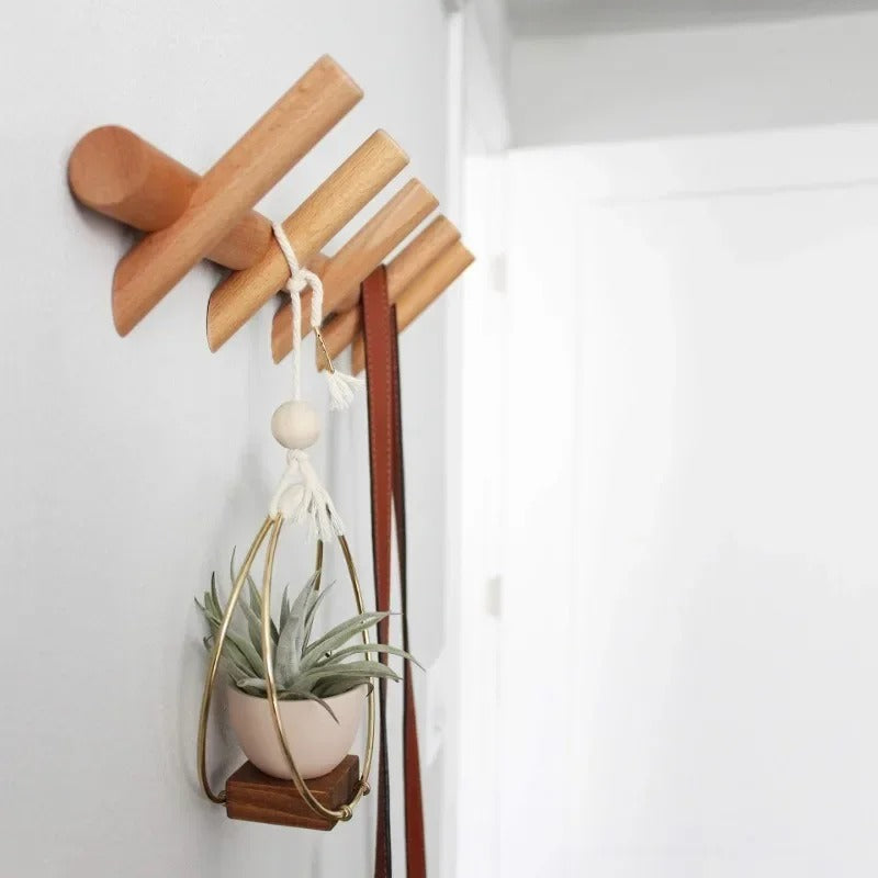 Sleek Oak Wall Organizer for Effortless Living Spaces