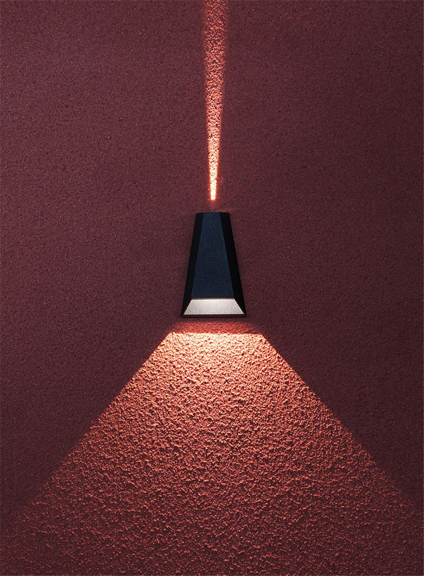 Pyramid Waterproof Outdoor Wall Lamp | IP65 Rated LED Exterior Lighting | Aluminum & Tempered Glass | Black, Gray, White | Warm & Cool White Options | Hardwired & Plug-in