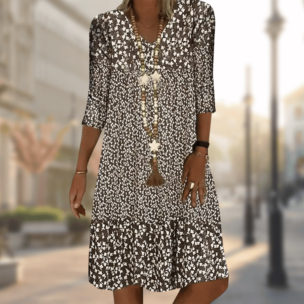 Women’s Casual Knee-Length Dress | Relaxed Fit with Tiered Hem | Soft Comfortable Fabric