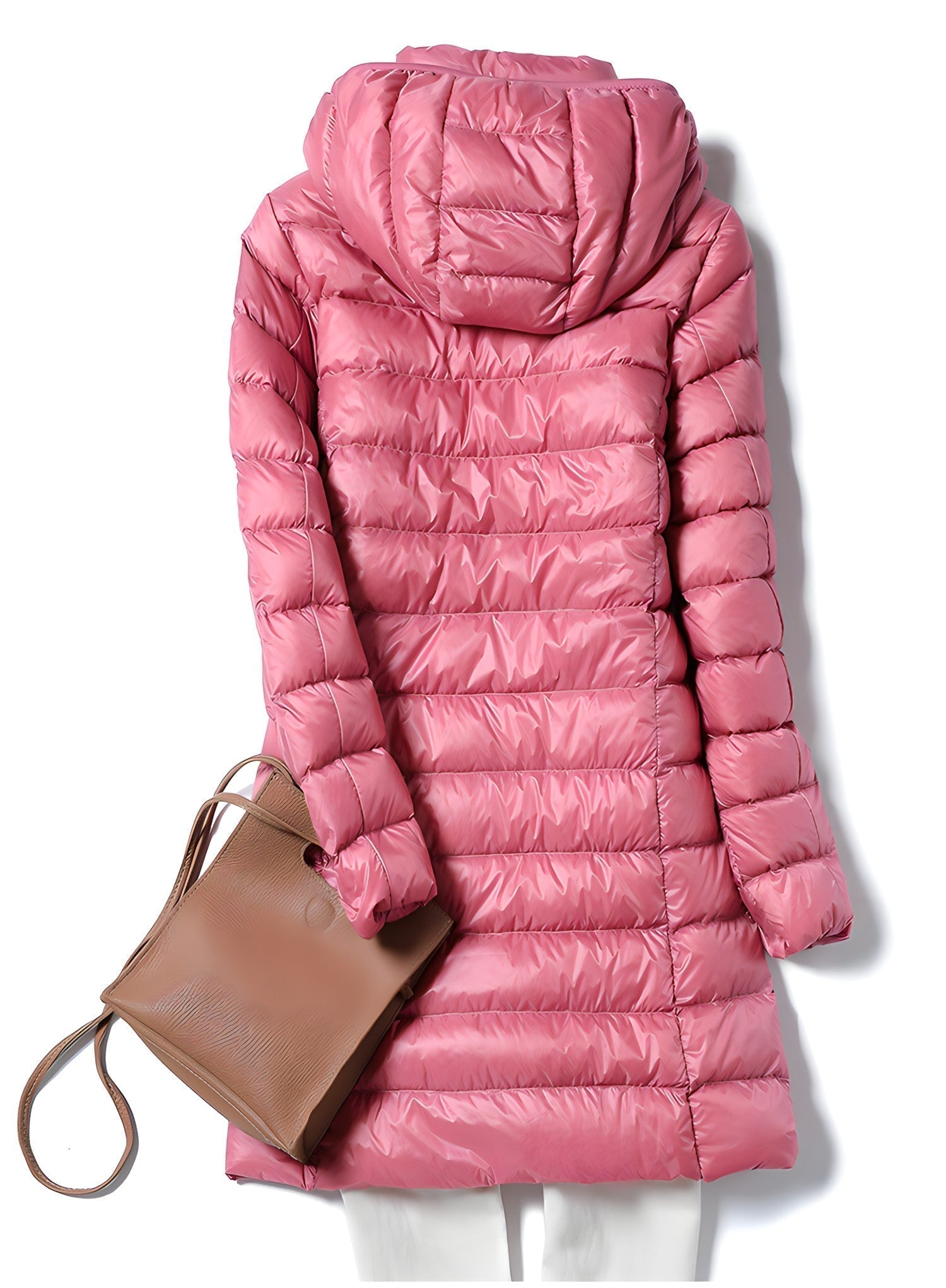 Women’s Long Down Jacket | Lightweight Down & Quilted Design | Polyester & Cotton | Detachable Hood