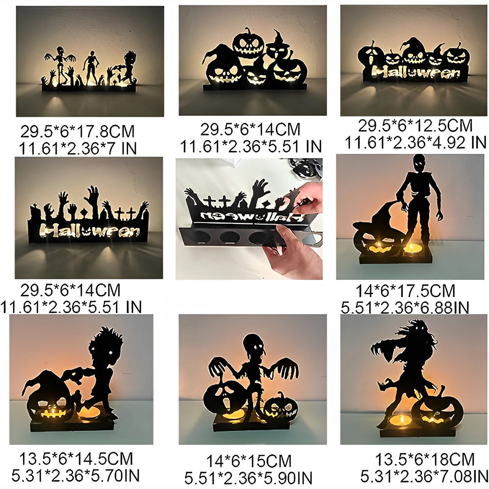 Halloween Metal Candle Holder Decorative Pumpkin Skull Design