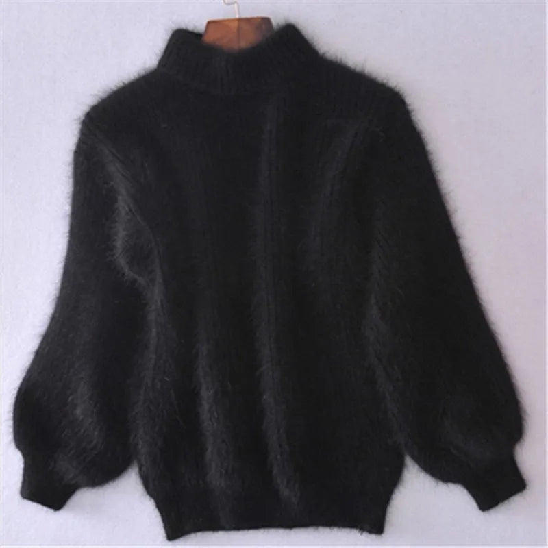 Women’s Sweater | Loose Knit Angora & Voluminous Sleeves | Oversized Cozy Fit