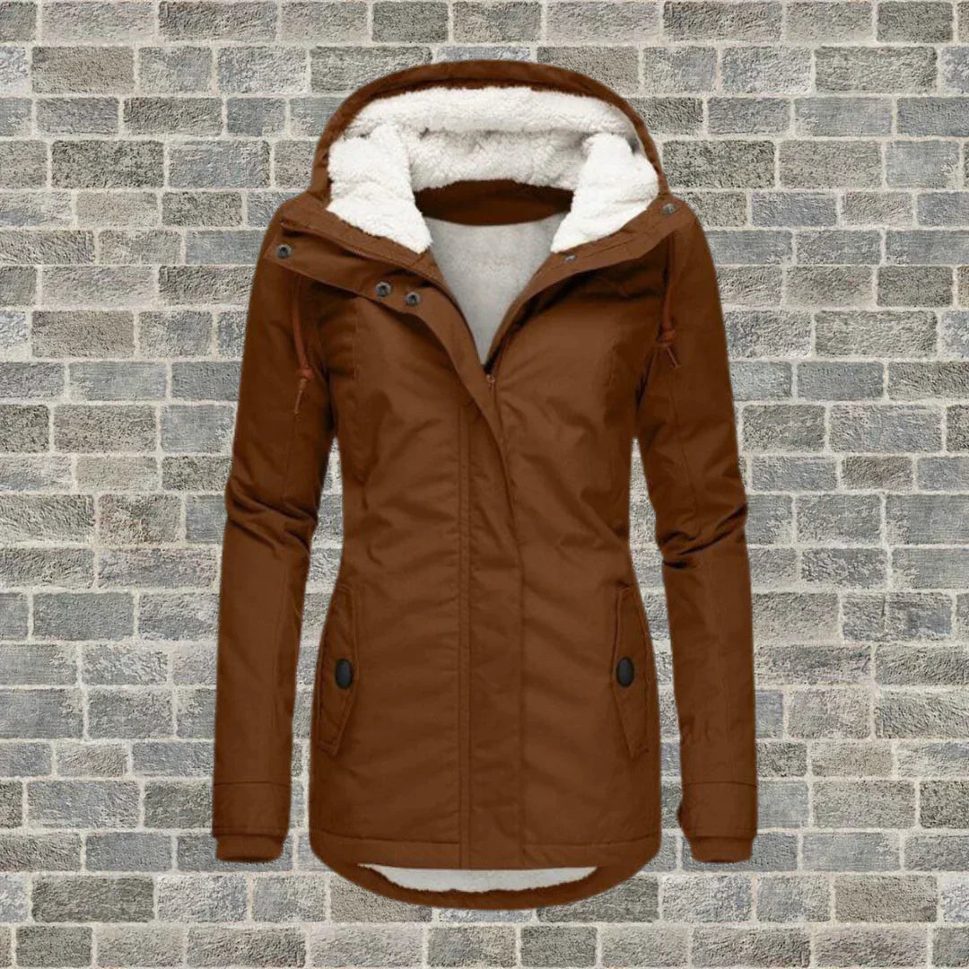 Women’s Winter Coat with Hood | Faux Shearling Lining & Multiple Pockets | Warm & Comfortable Fit