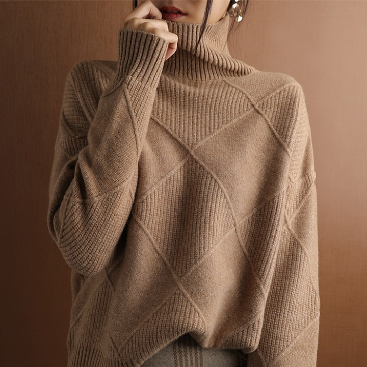 Women’s Knit Sweater | High Turtleneck | Wool Fabric | Comfortable Warm Fit