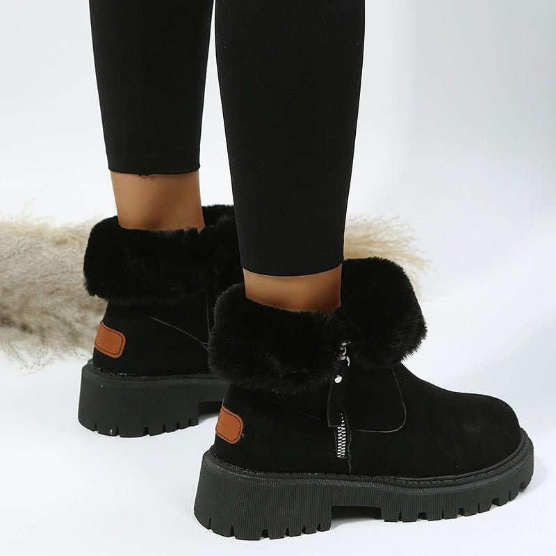 Women’s Winter Boots | Fur-Lined Suede with Side Zipper | Deep Tread Sole for Traction | Water Resistant