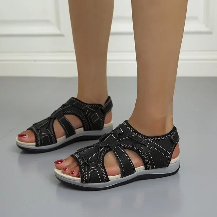 Women’s Adjustable Summer Sandals | Nanofoam Sole & 3-Arch Support | Synthetic Leather | Comfortable Fit