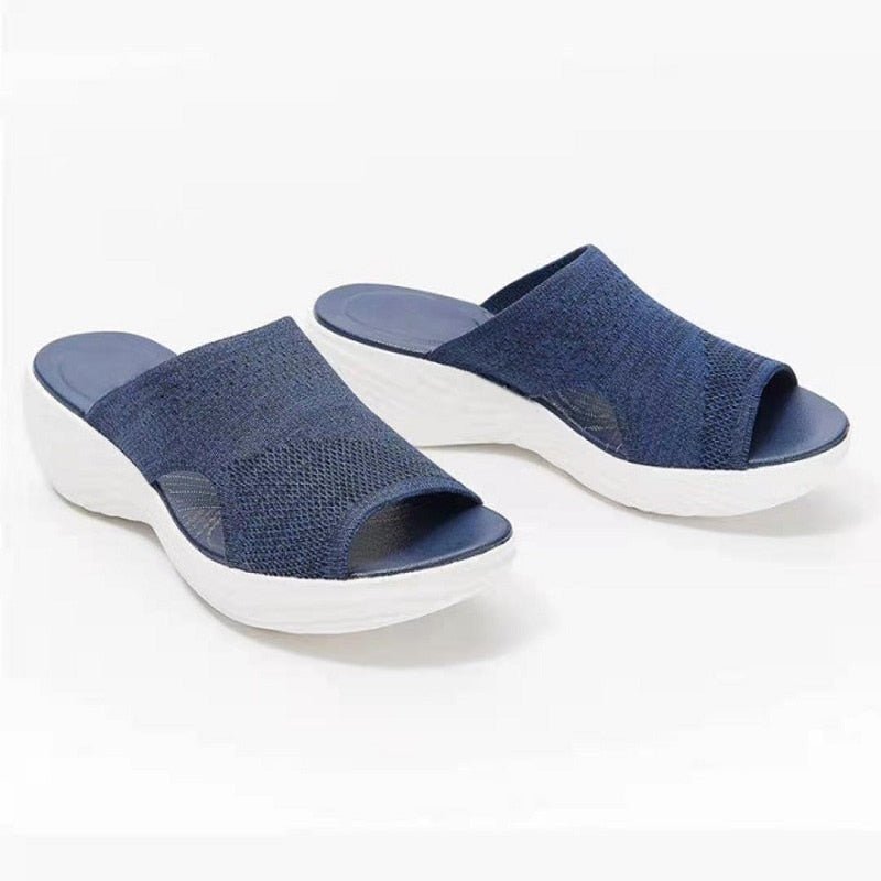 Platform Slip-On Sandals | Extra-Thick Cushioned Sole | Breathable Stretch Knit Upper | Ergonomic Support