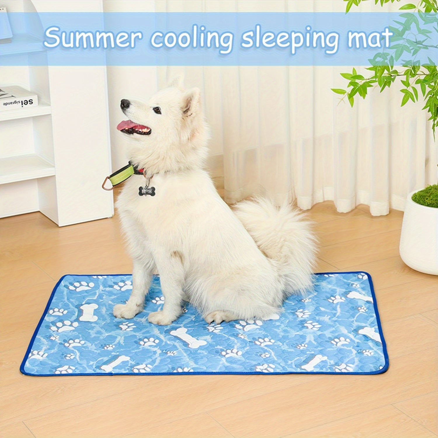 Extra Large Cooling Mat for Dogs & Cats - Washable Summer Pet Self-Cooling Pad with Bone & Paw Print Design, Perfect for Beds, Cat Beds, Dog Houses, Crates, and Car Seats, Car Seat Cover | Cartoon Print Mat, Dog Cooling Accessories