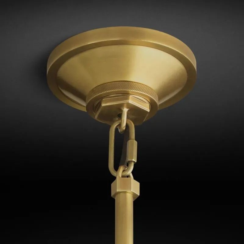 Lorian Glass Cylinder Pendant — Industrial Brass and Glass Lighting Fixture