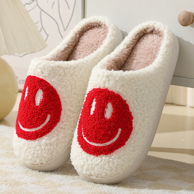 Indoor Slip-On Slippers | Plush Fleece Lining & Slip-Resistant Sole | Big Smiley Face Design | Comfortable Fit