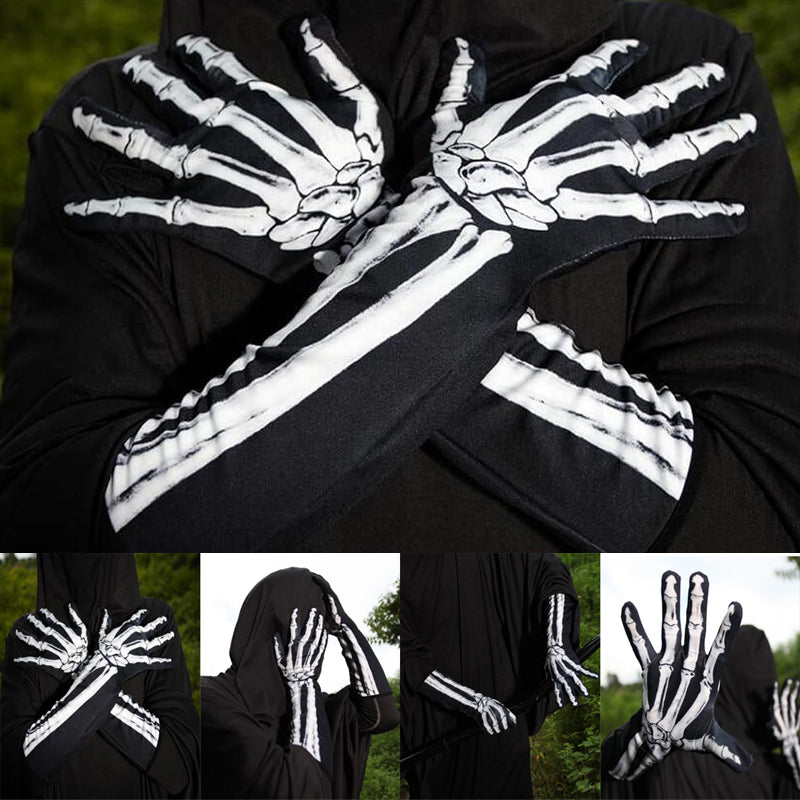 Double-Sided Skull Print Halloween Gloves β Soft, Breathable Costume Accessory