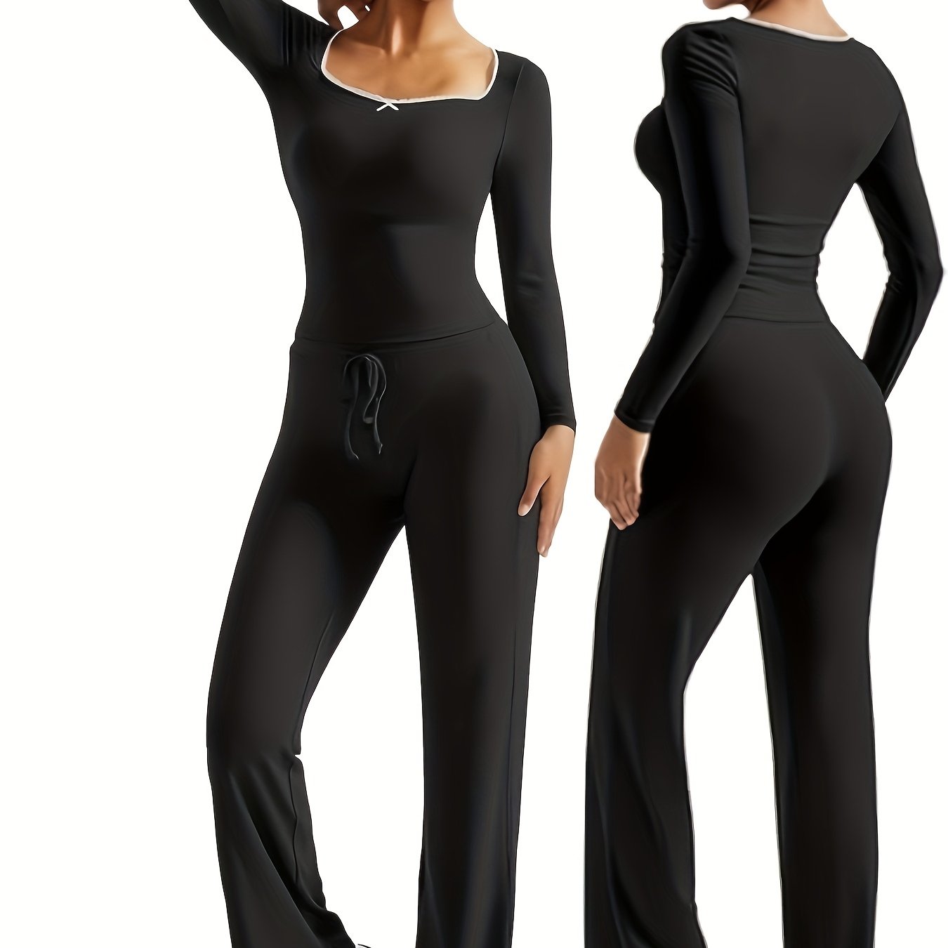 Women’s V-Neck Pants | Stretchy Fit | Comfortable Everyday Wear | Rayon Blend