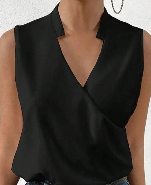 Women’s Sleeveless Wrap Top | Crossover V-Neck | Polyester Fabric | Comfortable Fit