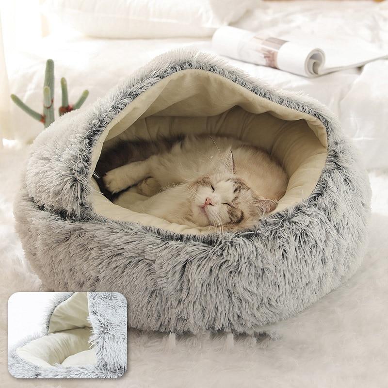 Plush Round Calming Cat Cave