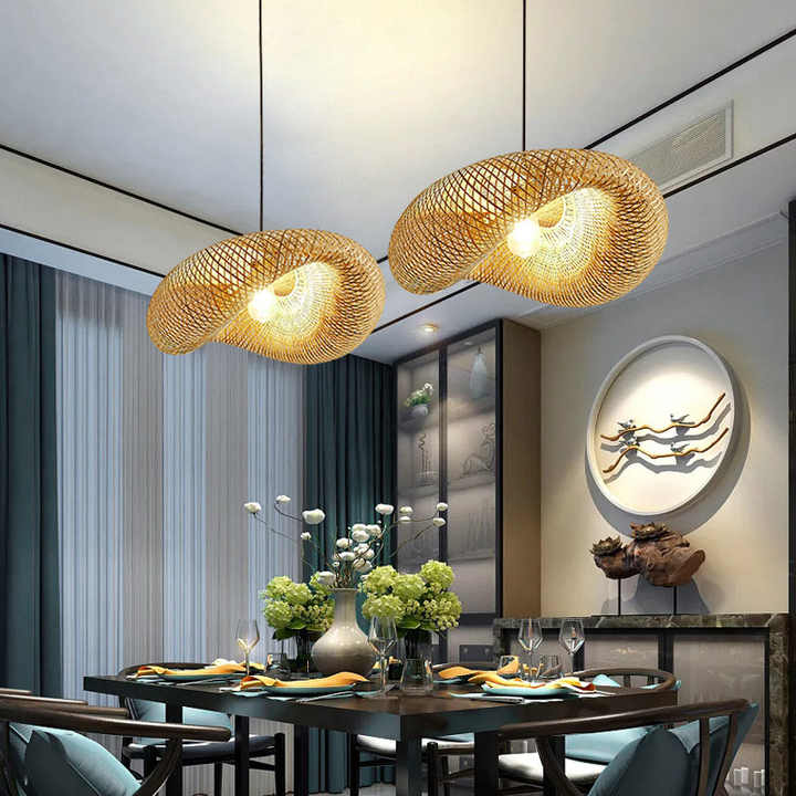 Liora — Handcrafted Bamboo Pendant Light with Rattan Shade