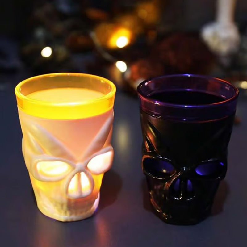 LED Skull Wine Glasses for Halloween Party – Glowing Spooky Drinkware Set