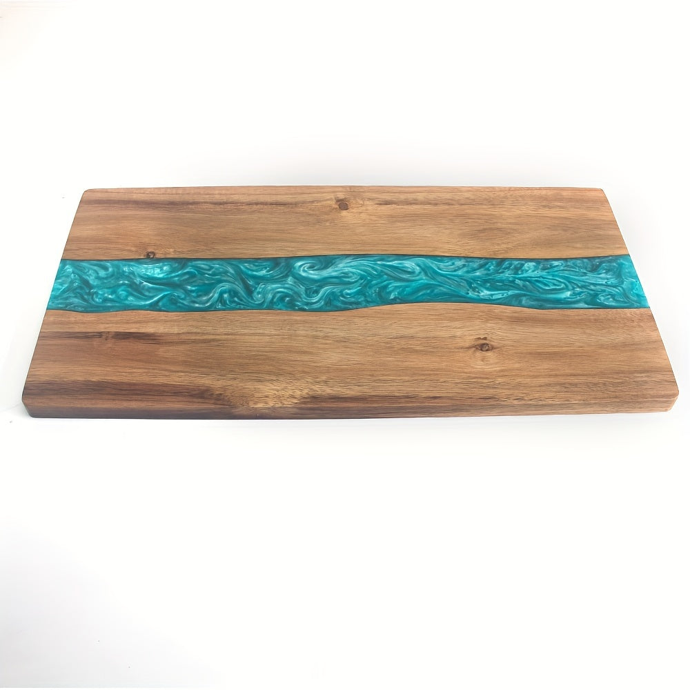 Artisan Acacia Wood Serving Board with Unique Resin Design