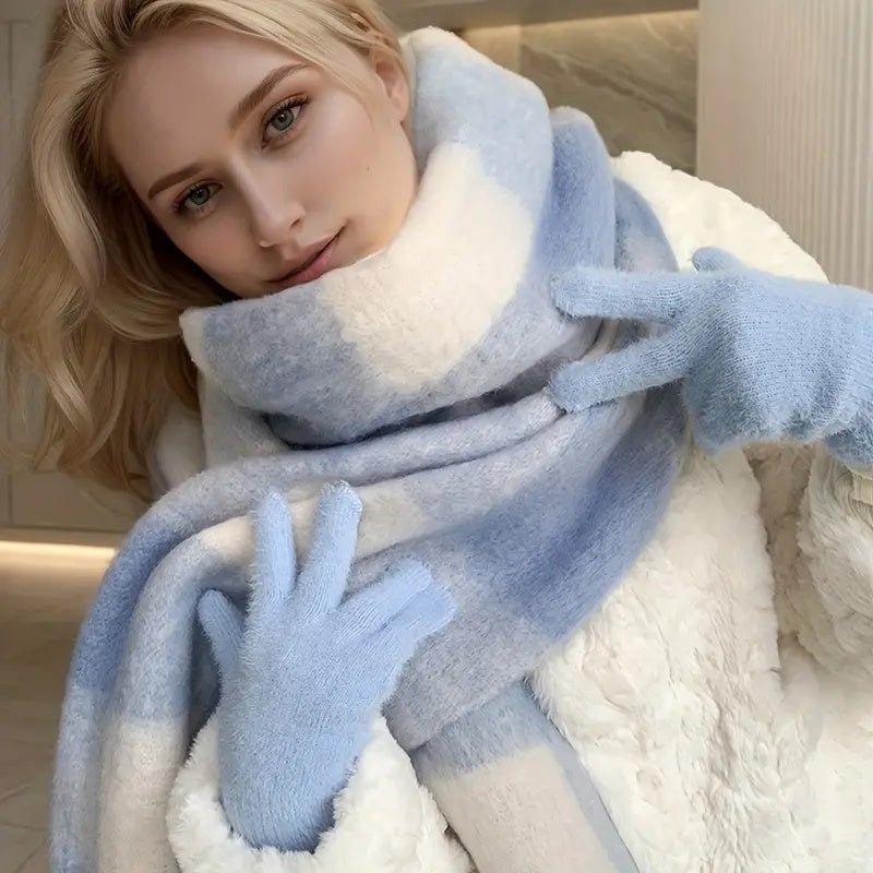 Double-Sided Scarf | Soft Warmth | Stylish Plaid Pattern | Polyester