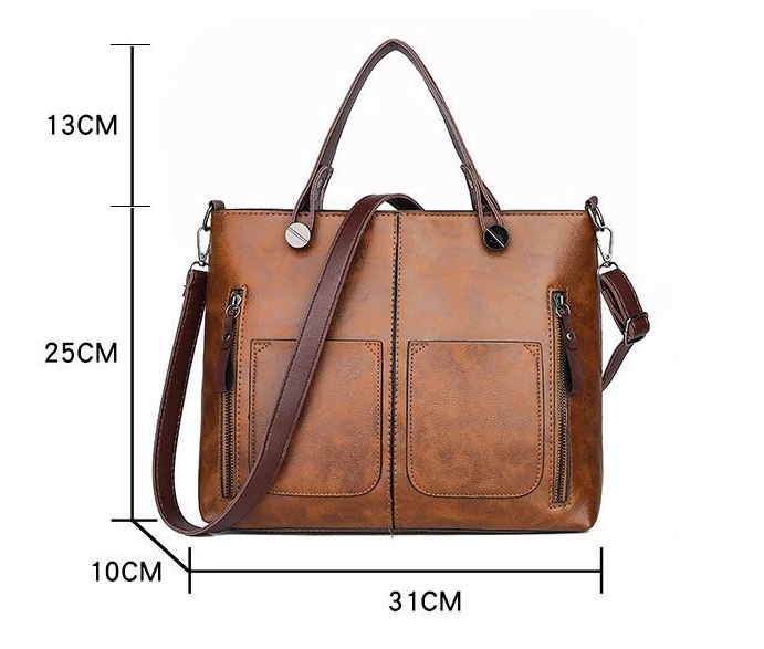 Leather Tote Handbag | Scratch-Resistant Genuine Leather | Removable Shoulder Strap | Durable Design