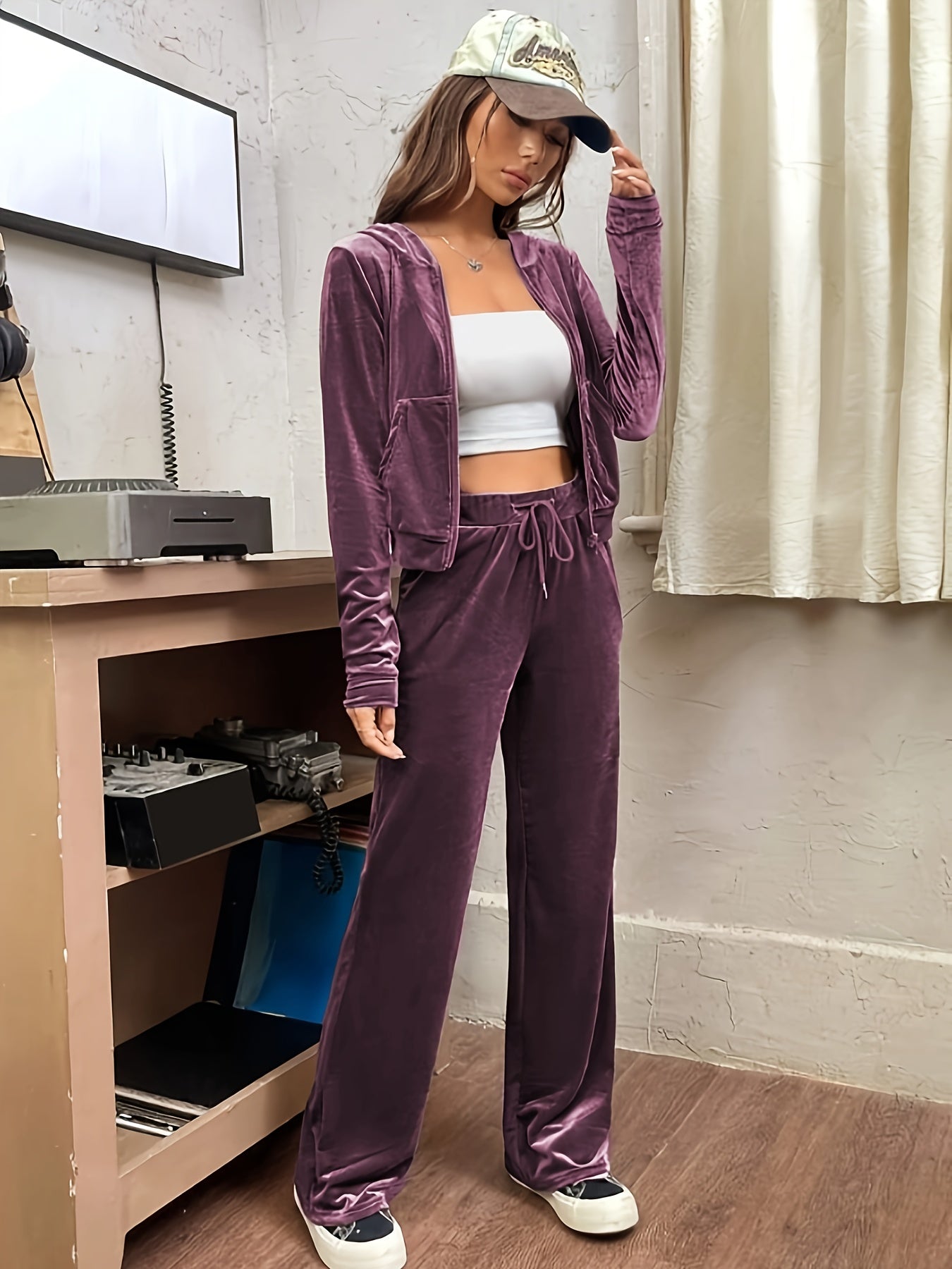 Velour Tracksuit Set | Embroidered Detail | Soft Stretch Comfort | Polyester Velour