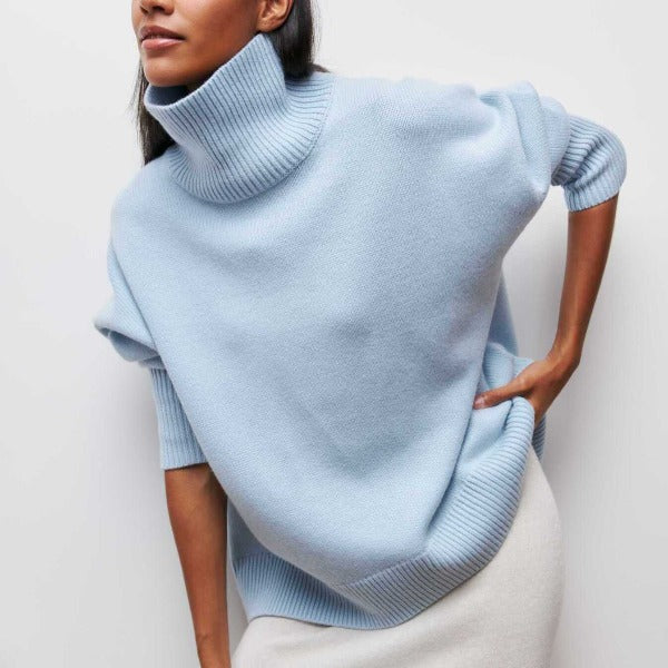 Women’s Turtleneck Sweater | Oversized Knit Design | Ribbed Cuffs & Hem | Comfortable Fit for Cold Weather