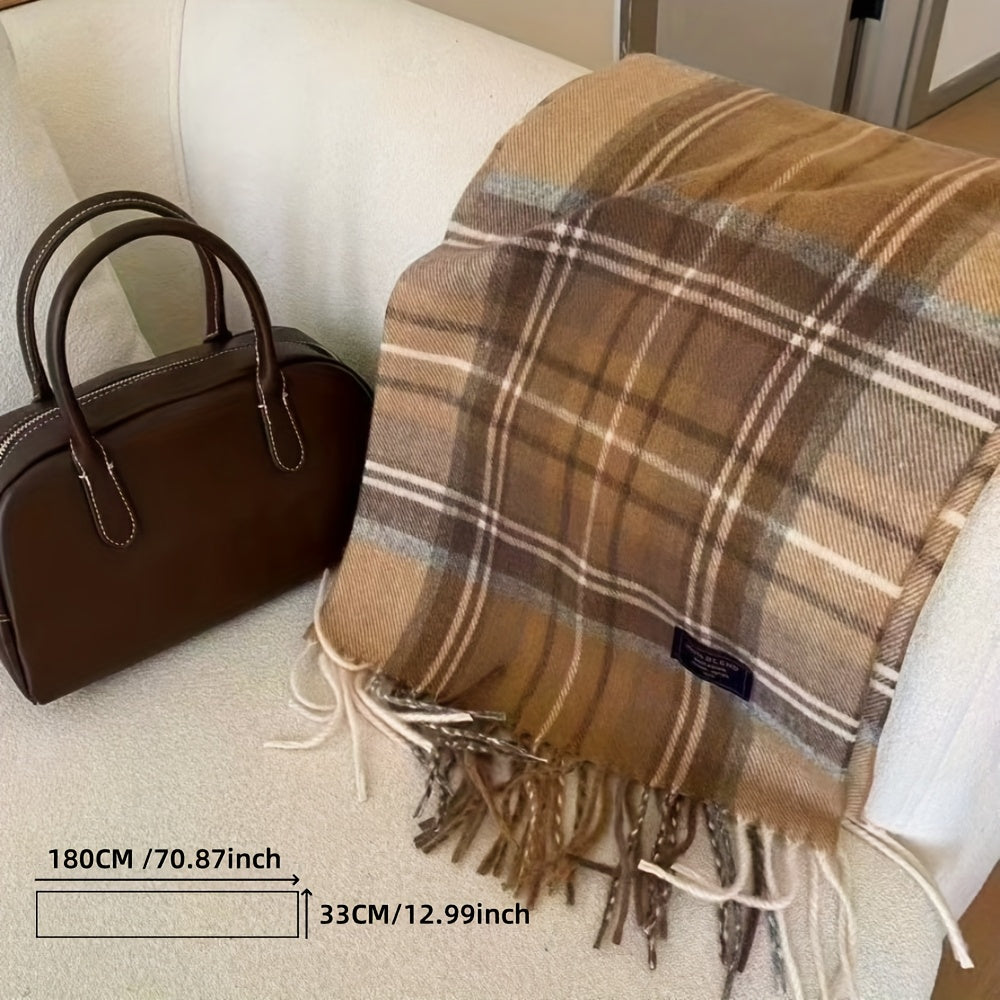 Wool-Blend Scarf | Tartan Pattern | Warm and Comfortable | Wool