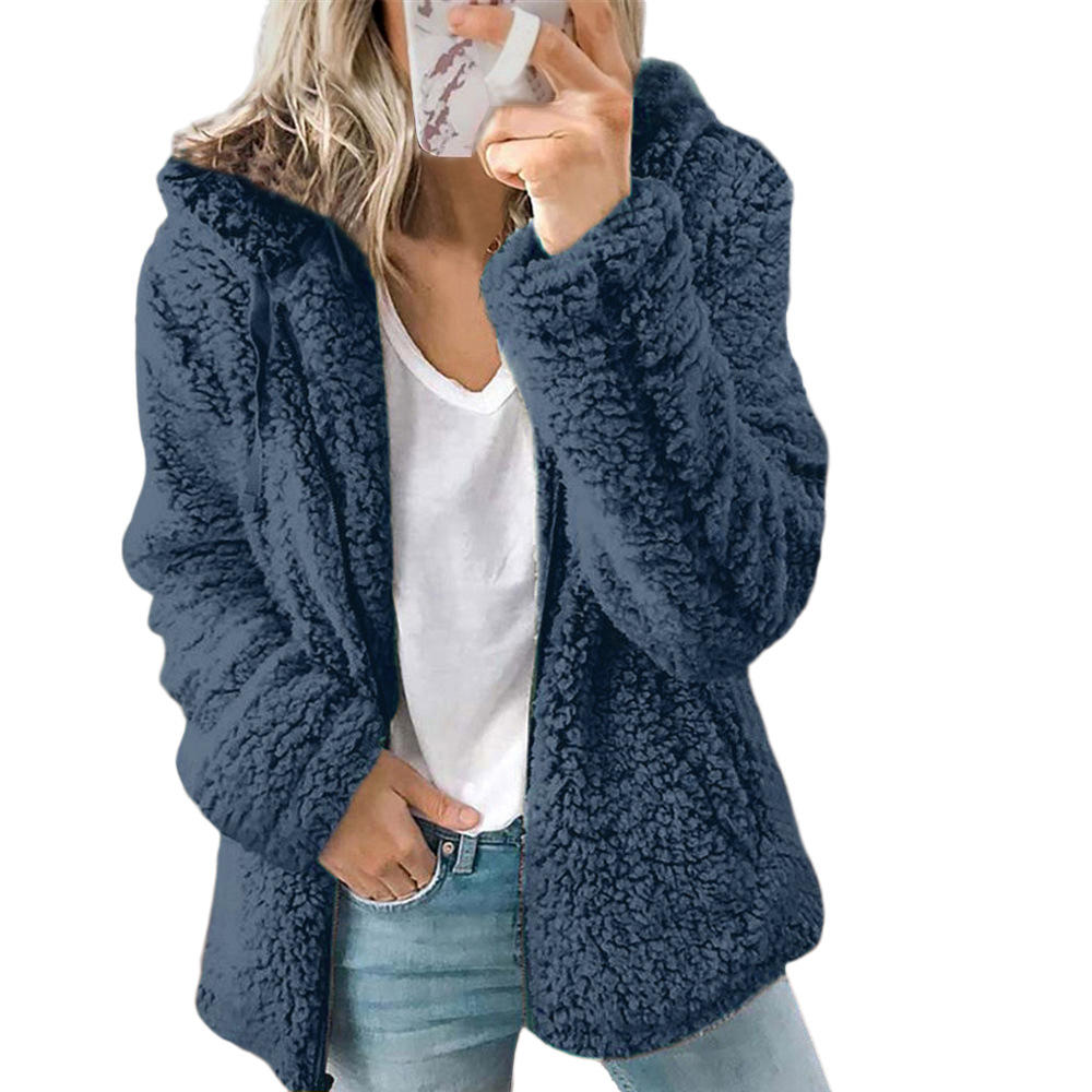 Women's Teddy Bear Fleece Coat | Soft Plush Zipper & Pockets | Cozy Winter Outerwear