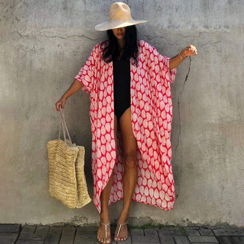 Women’s Beach Cover-Up Dress | Lightweight Kimono Style with Tie Belt | Breathable Fabric | Versatile Resort Wear