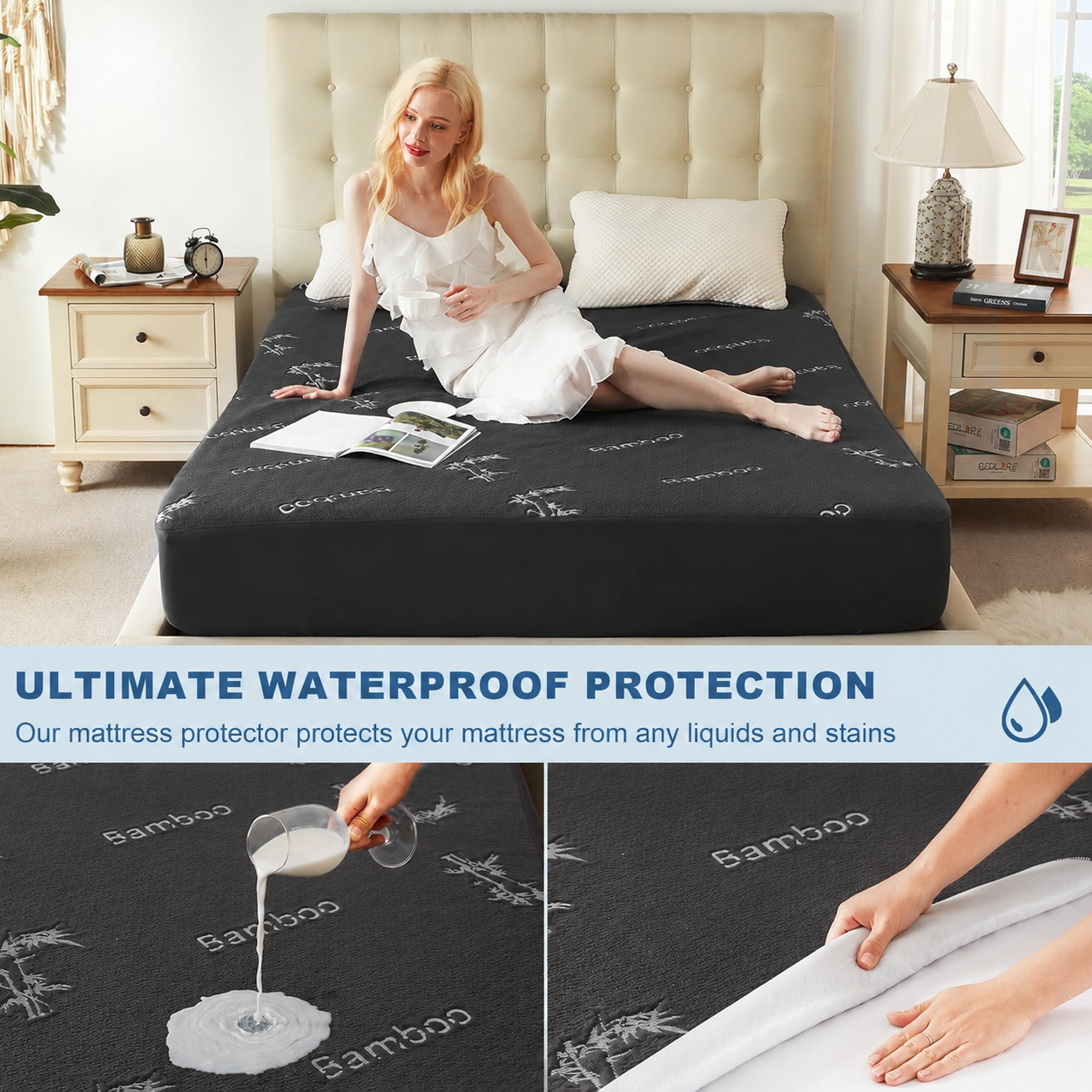 Waterproof Mattress Protector in Bamboo Viscose – Soft, Breathable Cover