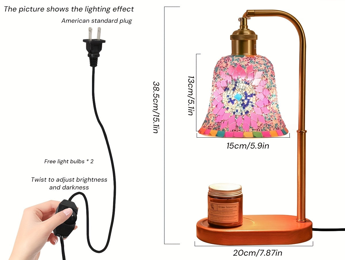 Artisan Mosaic Candlelight Lamp – Adjustable Glass Table Light