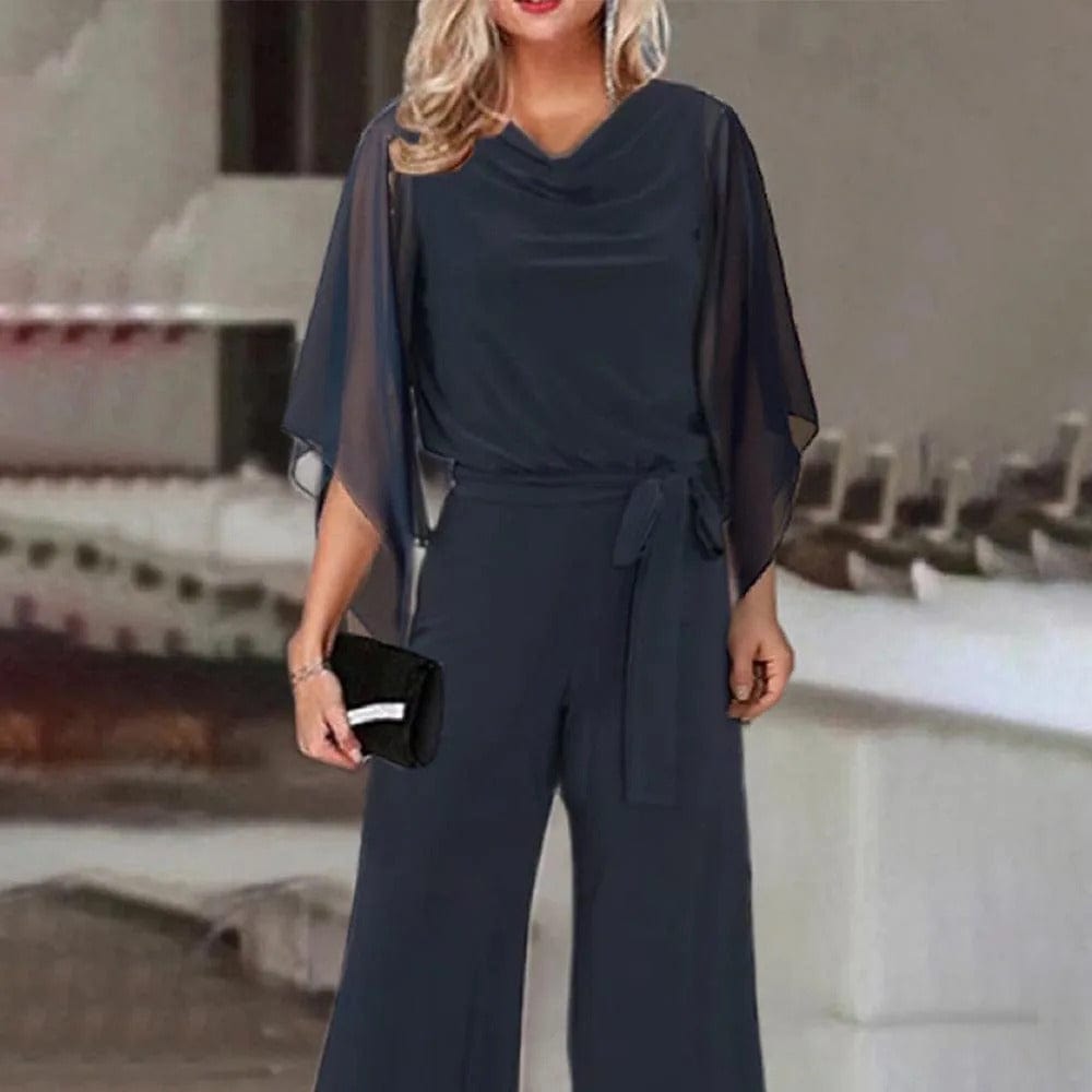 Women’s Jumpsuit | Wrap Front & Wide Leg | Polyester & Chiffon | Comfortable Fit
