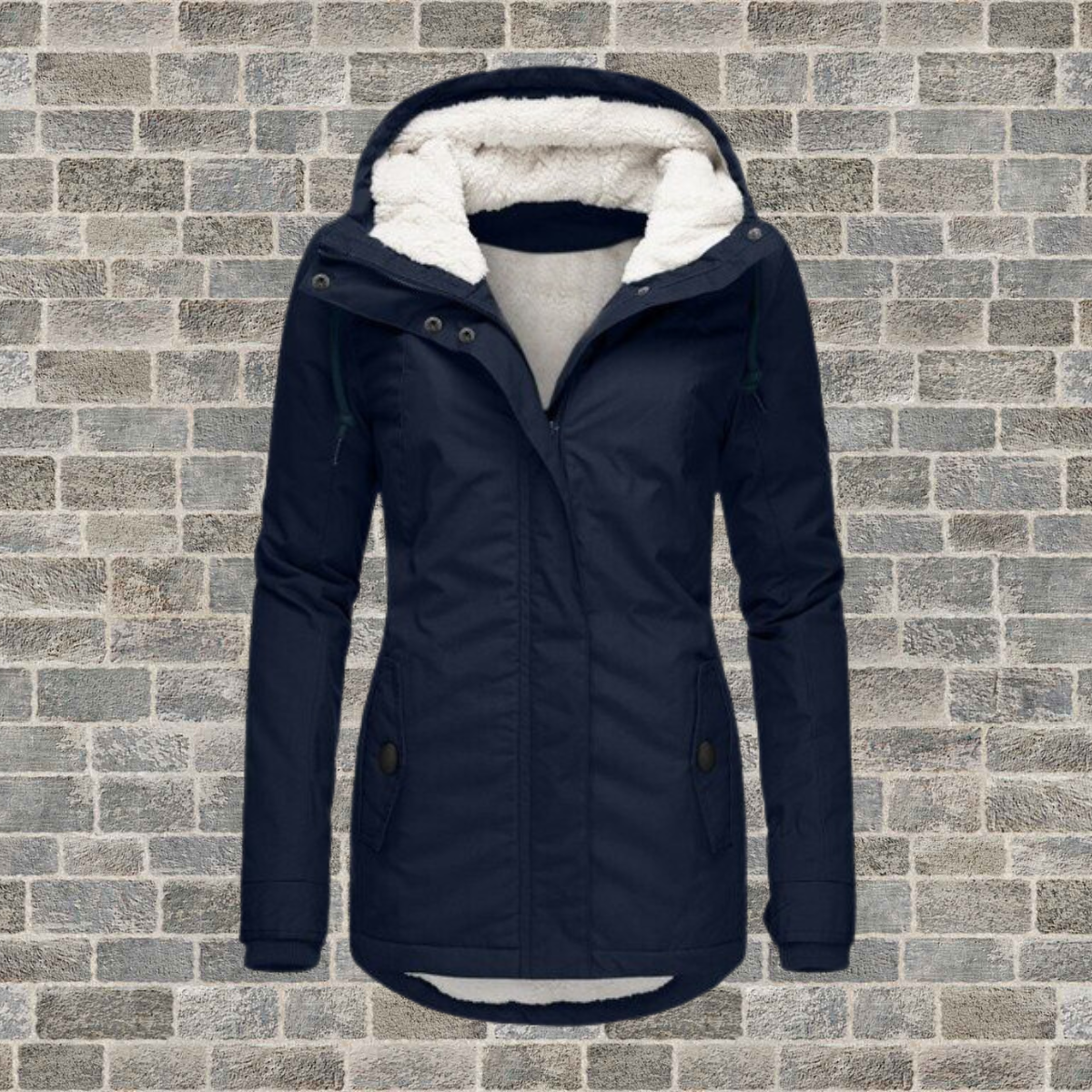 Women’s Hooded Coat | Pleated Design with Lambskin Hood | Cotton Blend | Cozy Warmth