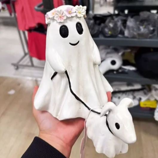 Handcrafted Halloween Ghost Dog Statue for Indoor & Outdoor Decor