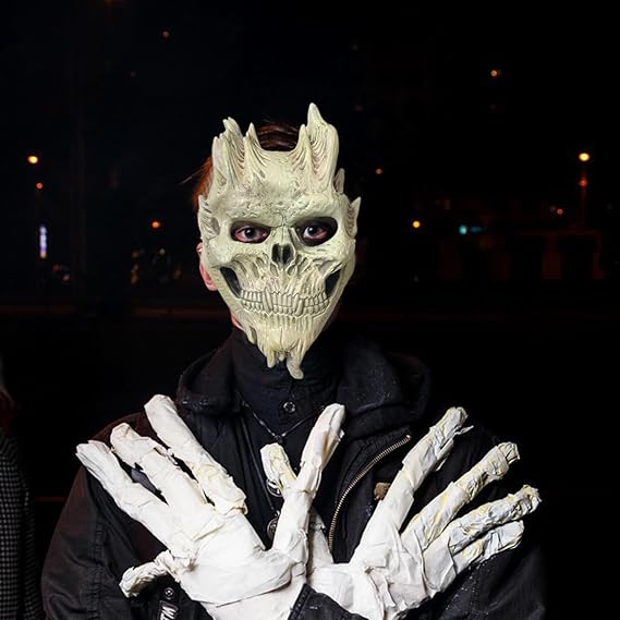 Realistic Halloween Demon Skeleton Mask Silicone Horror Costume Mask