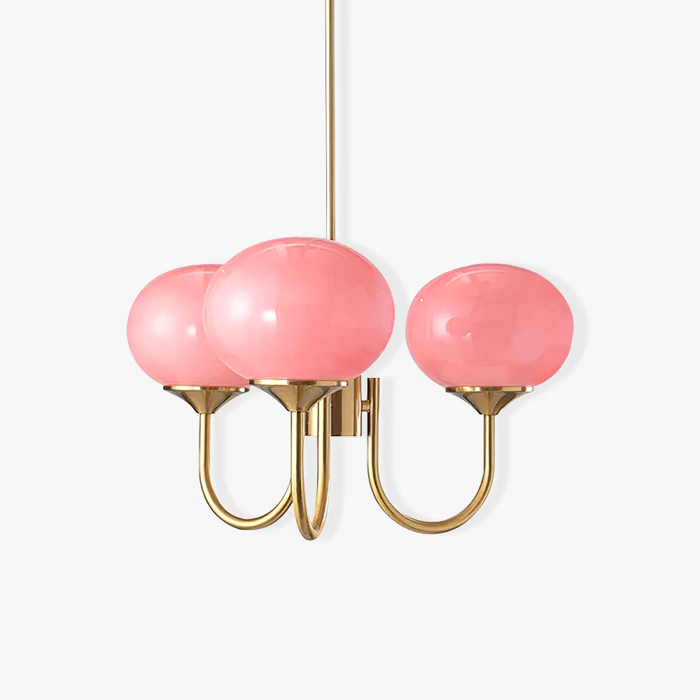 Ceiling Chandelier | Five-Arm with Glass Globe Shades | Adjustable Suspension Rods | Elegant Home Lighting