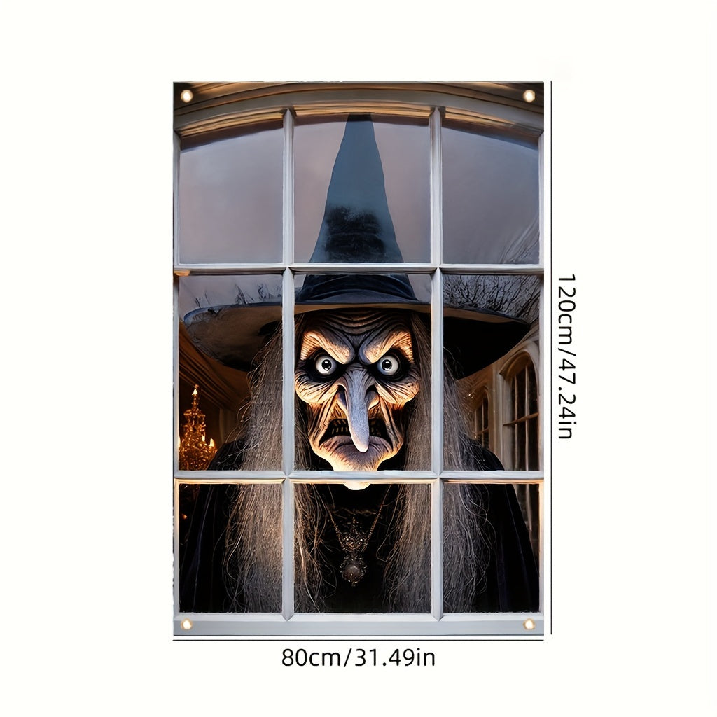 Halloween Witch Door Banner Durable Polyester Spooky Door Decor