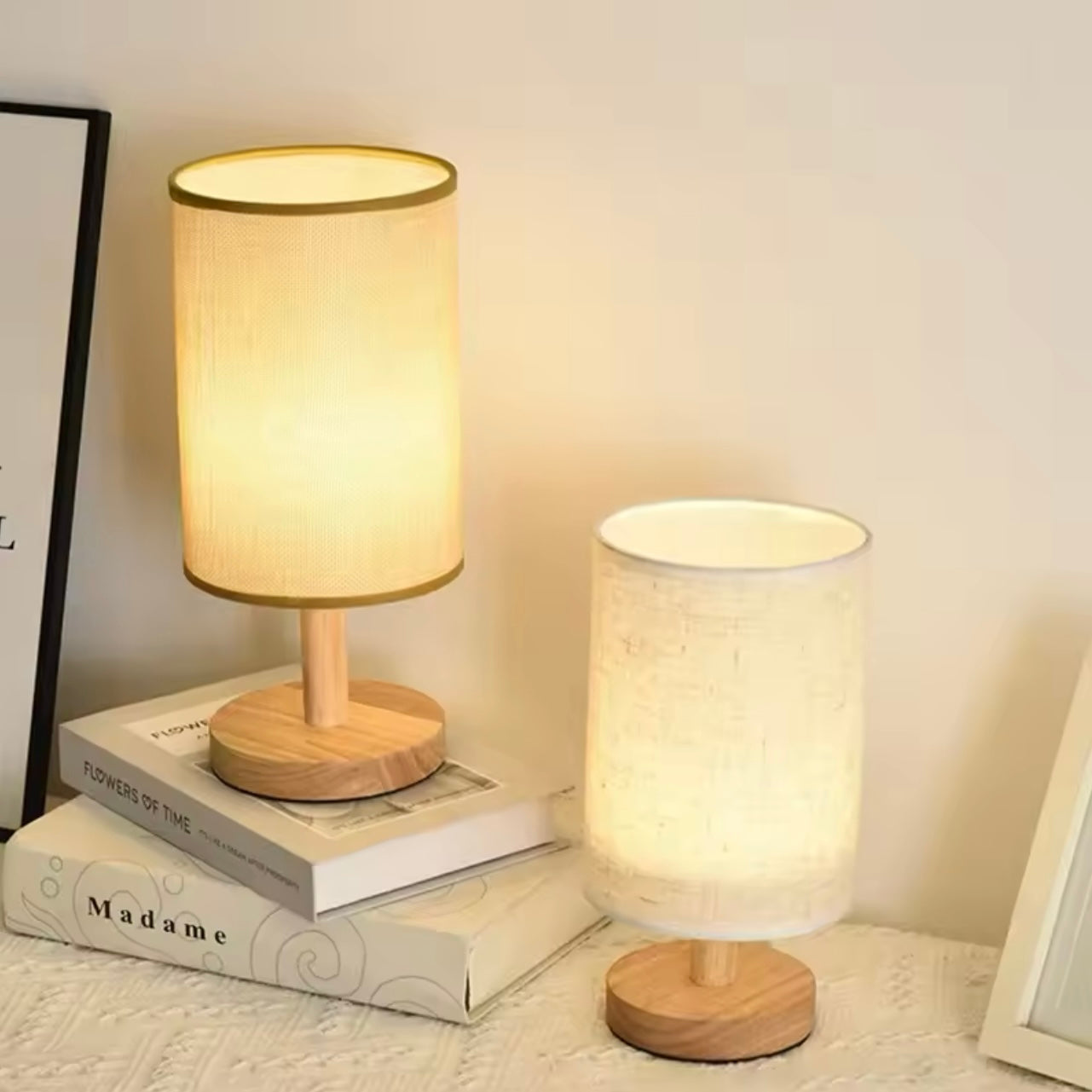 Liora — Wood and Linen Table Lamp with Adjustable LED Lighting