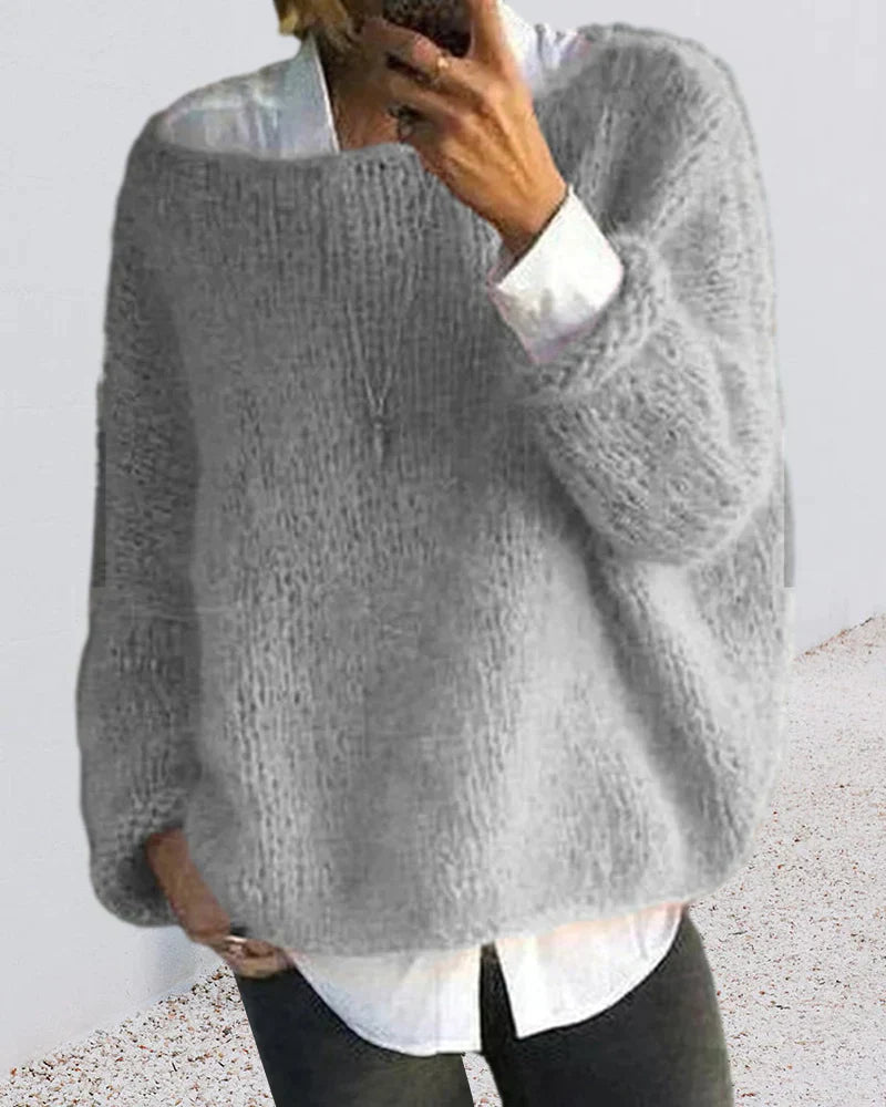 Women’s Sweater | Oversized Fuzzy Knit & Off-Shoulder | High-Quality Fabric | Warm Comfort for Autumn and Winter