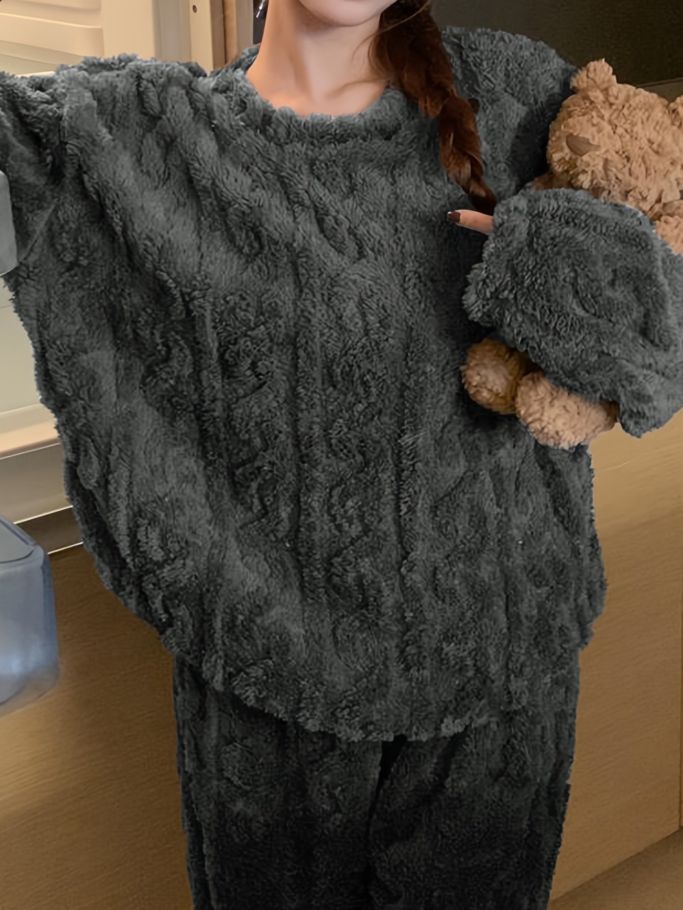 Women's Fleece Lounge Set | Long Sleeve | Cozy Warm Comfort | Polyester