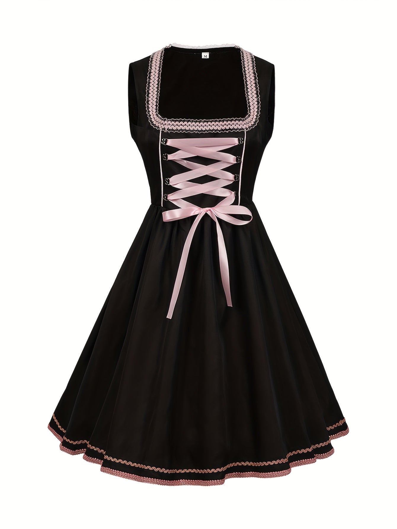 Women's Bavarian Oktoberfest Dirndl Dress with Floral Embroidery