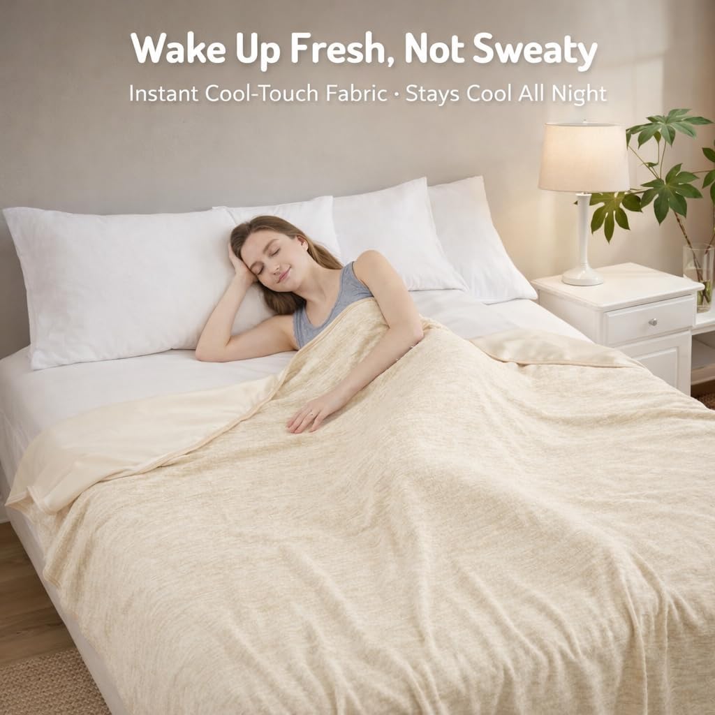 Queen Size Lightweight Cooling Blanket for Hot Sleepers with Q-Max >0.4
