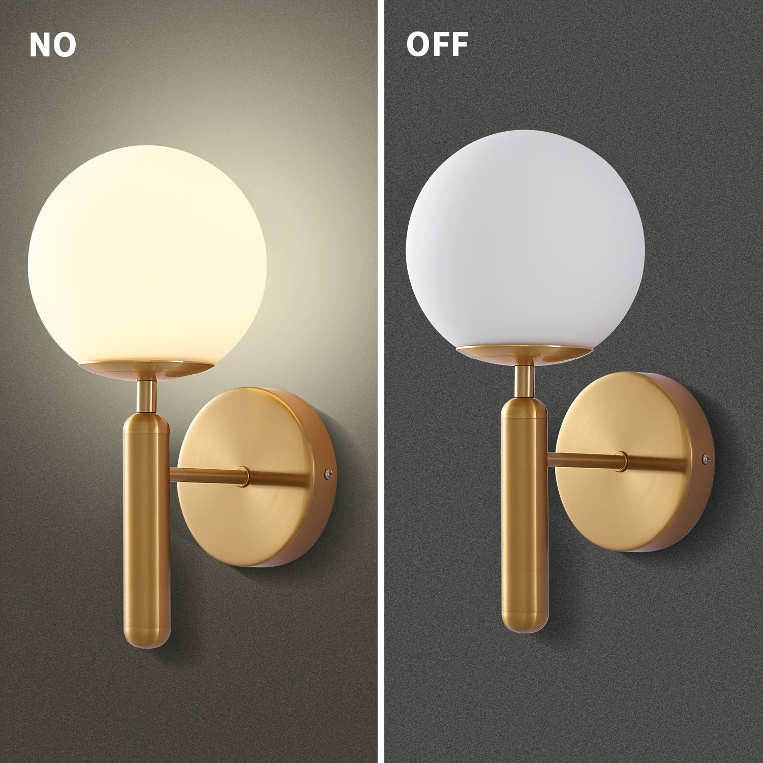 Sleek Glass Sphere Wall Light with Stylish Metal Base