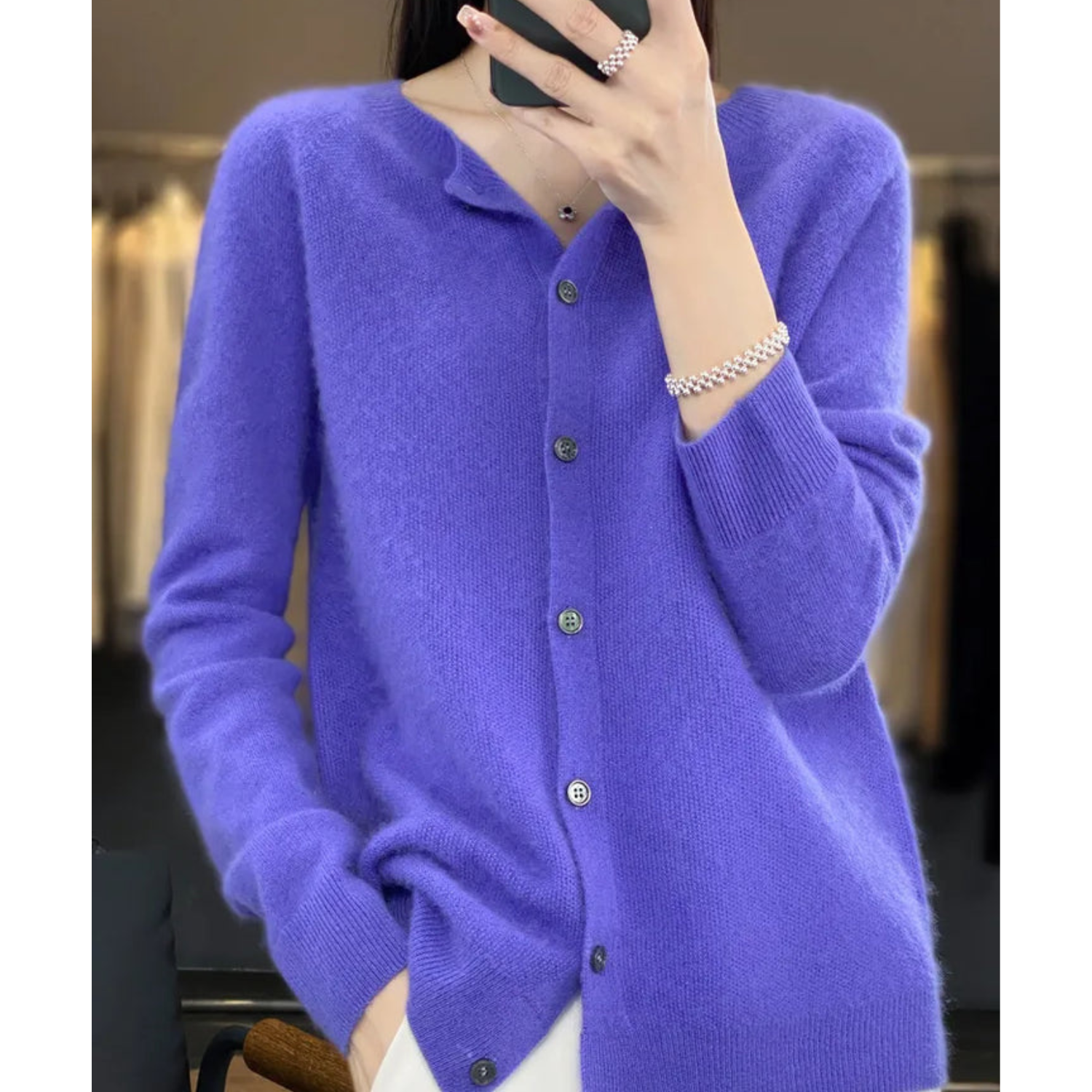Women's Button-Front Knit Cardigan | Soft Plush Knit & Long Sleeves | Versatile Layering | Comfortable Fit