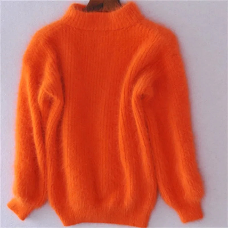 Women’s Sweater | Loose Knit Angora & Voluminous Sleeves | Oversized Cozy Fit