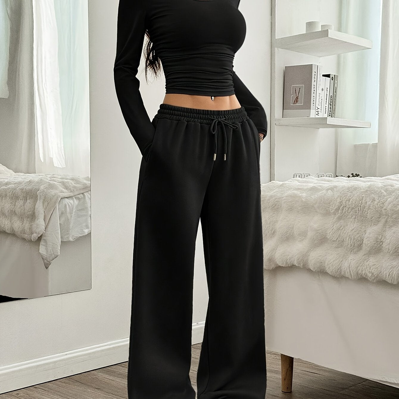 Lounge Set | Drawstring Waist | Comfortable Everyday Wear | Polyester