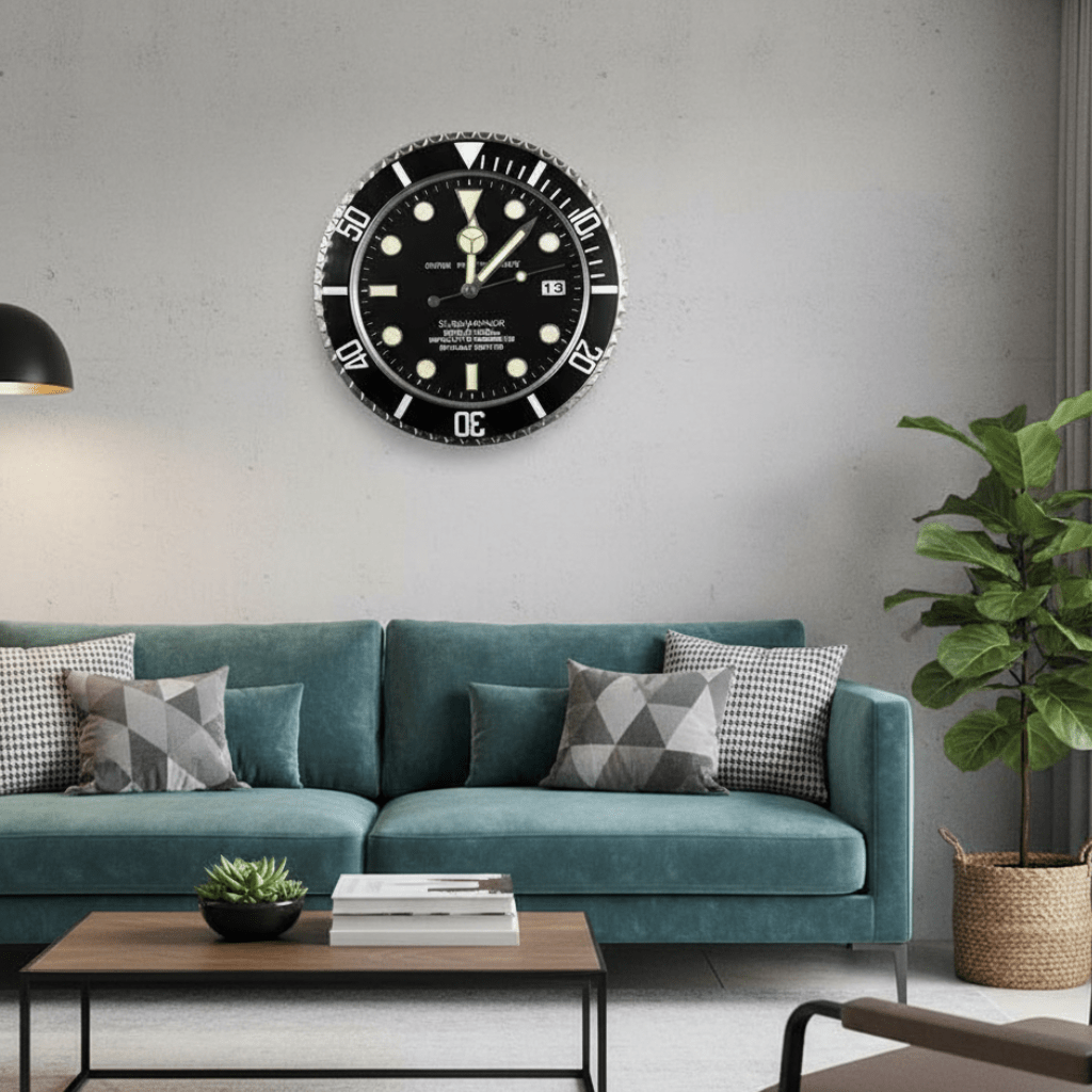 TranquilTime Silent Wall Clock with Modern Steel Design - 33 cm