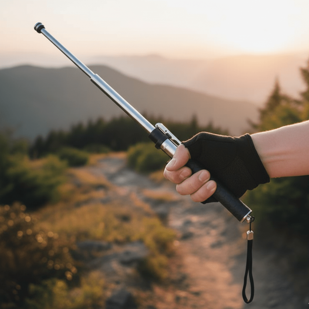 Adventure Shield Trekking Pole with Integrated Safety Features