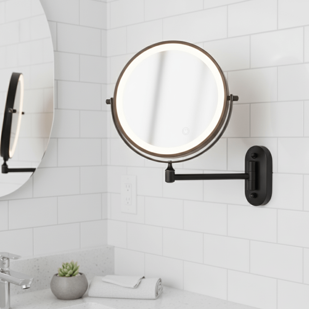 ClarityBright Magnifying Mirror with Adjustable Glow and Rechargeable Power