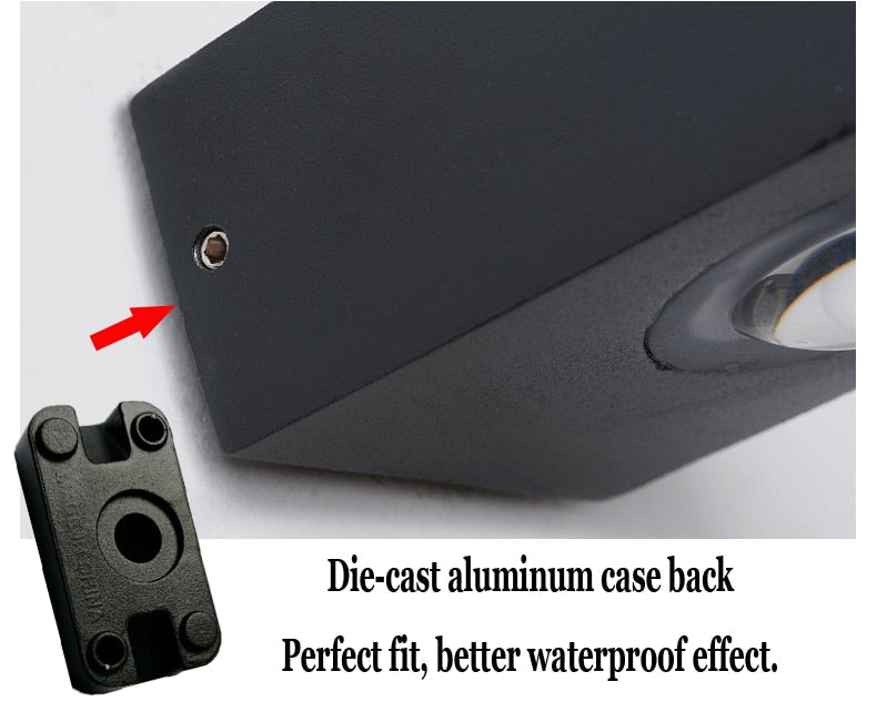 UFO Black Box Waterproof Outdoor LED Wall Lamp, Dual/Single-Sided Warm Light, Black Aluminum, Hardwired, IP Rated Modern Exterior Light, Energy-Saving