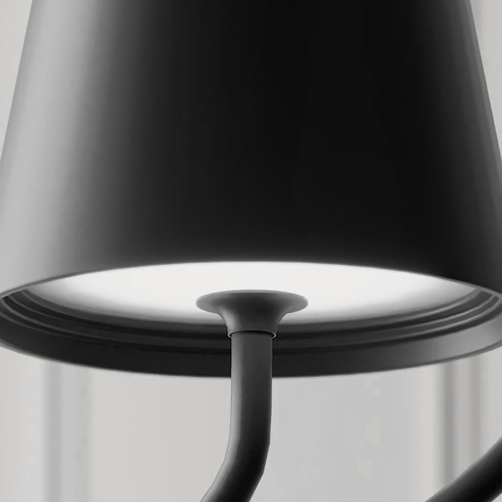 Rechargeable Pendant Light | Circular Ring Frame & Cone Shade | Aluminum & Iron | Warm Ambient Lighting